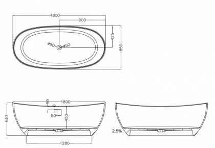 Ванна из литьевого мрамора Abber Stein 180х85 AS9615-1.8