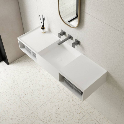Раковина из искусственного камня Vincea VWB-6S212MW, 1200*400*200, подвесная, цвет белый матовый Раковина из искусственного камня Vincea VWB-6S212MW, 1200*400*200, подвесная, цвет белый матовый