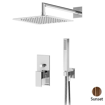 PORTA-DSIPQ-30-SS Душевая система со встраиваемым смесителем, верхним душем 30 см металл, с выводом и ручным душем со штуцером, держателем и шлангом, исполнение sunset PORTA-DSIPQ-30-SS Душевая система со встраиваемым смесителем, верхним душем 30 см металл, с выводом и ручным душем со штуцером, держателем и шлангом, исполнение sunset