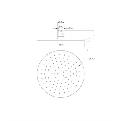 Верхний душ OMNIRES D=25 см WG125CR (хром)