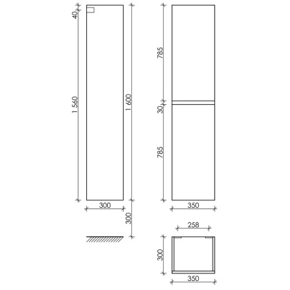 Шкаф-пенал SANCOS Urban подвесной дуб галифакс натуральный, 350х300х1600 мм, арт. PUR35EG