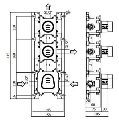 Скрытая монтажная часть для смесителя Paffoni Modular Box MDBOX018
