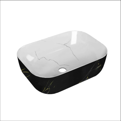 Умывальник Point Вега 46 PN43711WB прямоугольный, белый и черный Умывальник Point Вега 46 PN43711WB прямоугольный, белый и черный