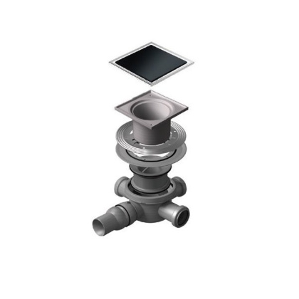 13000090 Точечный трап 150х150 мм Confluo Standard Black Glass 2, чёрное стекло, с рамкой Исполнение: Хром 