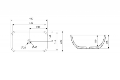 Раковина накладная ABBER Rechteck AC2200MW белая матовая Раковина накладная ABBER Rechteck AC2200MW белая матовая