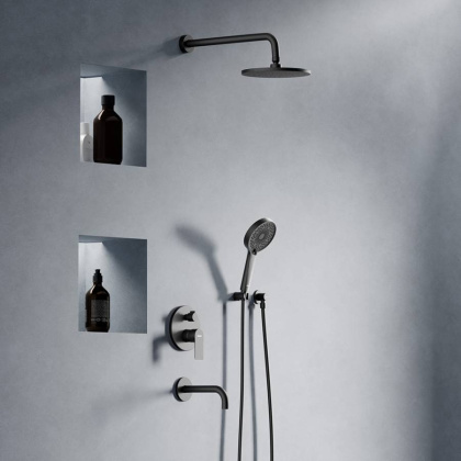 947510300 Apollo встраиваемая душевая система с ванно-душевым смесителем и изливом, чёрный