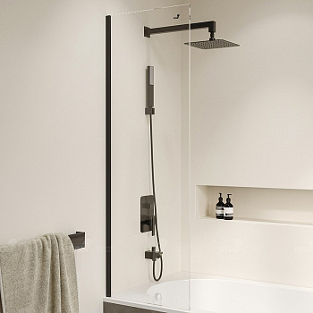 Шторка на ванну  30*150 RGW SC-056-8-B Чёрный/Прозрачное/8 мм (Easy)