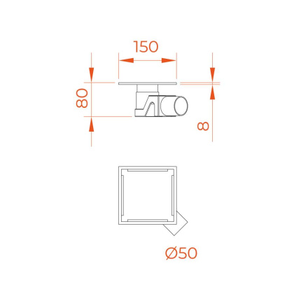 Душевой трап RGW SDR-15-15 квадрат 150*150 хром Ø 50 мм без ножек