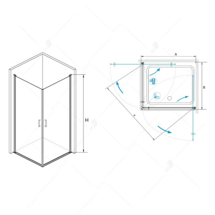Душевой уголок RGW Leipzig LE-30 90x90 профиль Хром стекло прозрачное