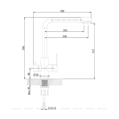 Смеситель для кухни Orange Steel M99-008b с каналом питьевой воды, матовый черный