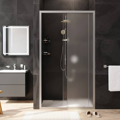 W90G-110-1-195MM Gem Solo Дверь душевая 110х195, стекло матовое, профиль матовый Хром