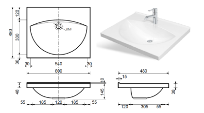 Раковина "Bella silk" 600х480 Раковина "Bella silk" 600х480
