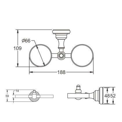2 стакана с держателем, RG1122Q Rose, Бронза 2 стакана с держателем, RG1122Q Rose, Бронза