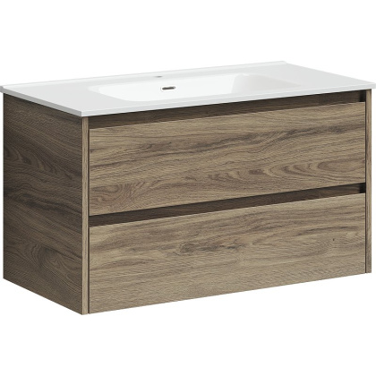 Тумба подвесная SANCOS Libra 890х450х500, c двумя ящиками оснащенными доводчиками, дуб чарльстон, арт. LB90ECH