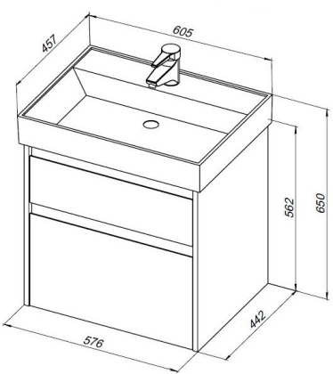 Тумба под раковину Aquanet Nova Lite 60 дуб серый (2 ящика)