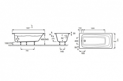 Акриловая ванна Jacob Delafon Patio E6812RU-01 170x70, шт Акриловая ванна Jacob Delafon Patio E6812RU-01 170x70, шт