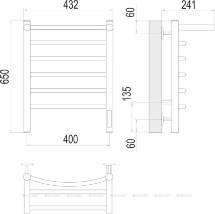 Полотенцесушитель Terminus Классик с/п П6 400х650 электро Полотенцесушитель Terminus Классик с/п П6 400х650 электро