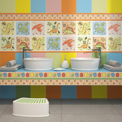 Бордюр OS\A247\5009 Динозаврики 1 (20см*6,3см*7мм) (32шт/0,384м2) матовый, шт