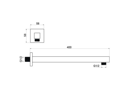 Держатель верхнего душа настенный 400 мм AQUATEK AQ2177CR  Держатель верхнего душа настенный 400 мм AQUATEK AQ2177CR