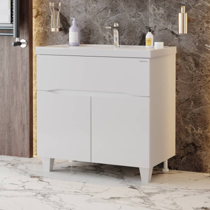 Тумба Onika Стрим 80 напольная, белая (ум. Фостер 80)