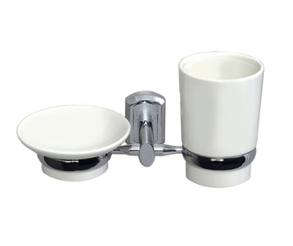 Держатель стакана и мыльницы, 19,5х10,6х10,8 см, белый, K-28126