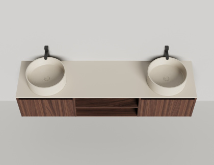 Подвесная тумба Domino 2000, шпон, для двух раковин, гладкий фасад