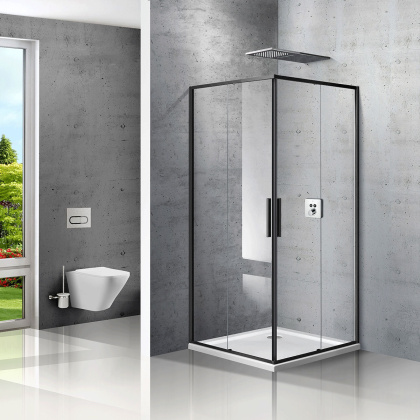 Душевой уголок Slim VSS-2SL900CLB, 900*900, матовый черный, стекло прозрачное