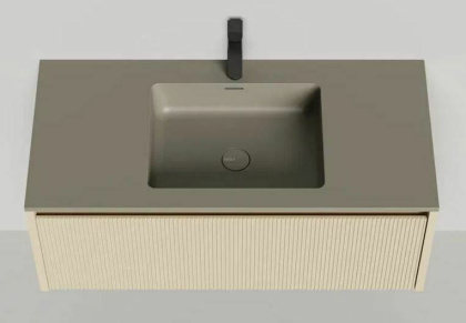 Подвесная тумба Domino 1000, эмаль, фрезерованный фасад, под встраиваемую раковину