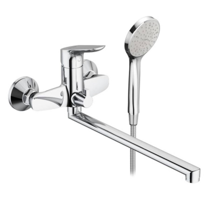 779500001 Jupiter, Смеситель Для ванны и душа с универсальным изливом и душевым комплектом, Хром