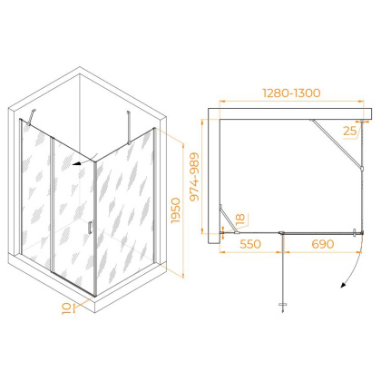 Душевой уголок RGW LE-044 (LE-004+Z-14) 1300x1000 Душевой уголок RGW LE-044 (LE-004+Z-14) 1300x1000