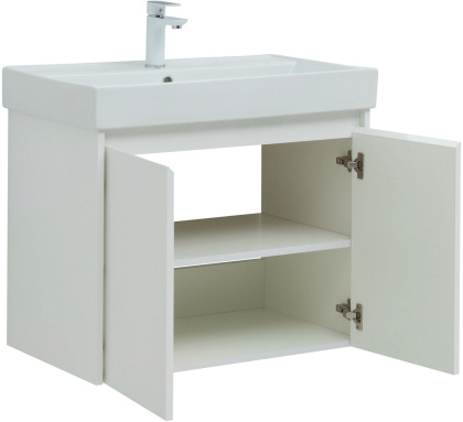 Тумба под раковину Aquanet Nova Lite 75 белый глянец (2 дверцы)