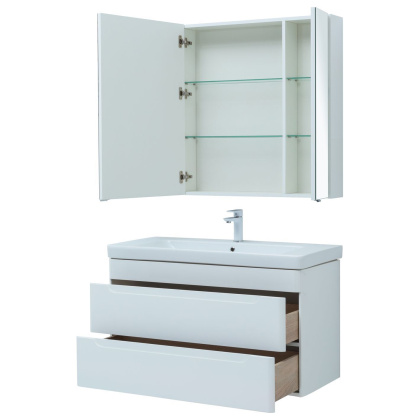 Мебель для ванной Aquanet София 105 белый глянец (2 ящика)