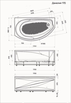 Ванна "Damelia" 170х100 L Ванна "Damelia" 170х100 L