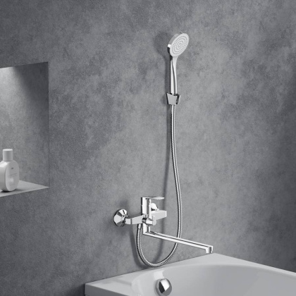 489500000 Eclipse 2.0 Смеситель для ванной и душа с универсальным изливом и душ.набором, хром