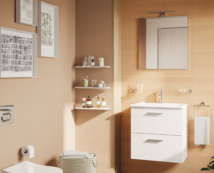 Набор Mia 60 см с выдвижными ящиками (раковина, шкаф под раковину, зеркало), цвет белый глянцевый