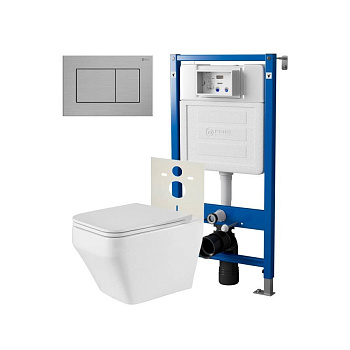 Сет: Система инсталляции Point Элемент для подвесного унитаза PN45120 + Клавиша смыва для инсталляции Point Ника, нержавеющая сталь, сталь брашированная, PN44081SB + Унитаз подвесной Point Аврора PN41101 безободковый, белый, сиденье дюропласт, микролифт,  Сет: Система инсталляции Point Элемент для подвесного унитаза PN45120 + Клавиша смыва для инсталляции Point Ника, нержавеющая сталь, сталь брашированная, PN44081SB + Унитаз подвесной Point Аврора PN41101 безободковый, белый, сиденье дюропласт, микролифт,