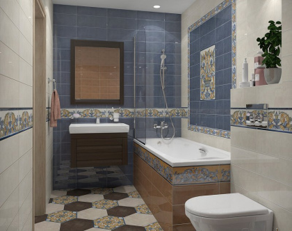 Плитка настенная 15131 Площадь Испании синий 15*40*8 (22шт\1,32м2), м2