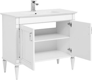 Тумба под раковину Aquanet Селена 105 белый/серебро (2 дверцы) Тумба под раковину Aquanet Селена 105 белый/серебро (2 дверцы)