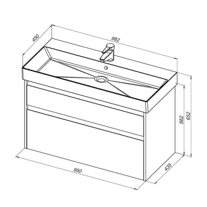 Тумба под раковину Aquanet Nova Lite 100 (SLIM SYNERGY) дуб рустикальный, 2 ящика