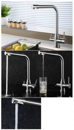 Смеситель для кухни с краном для питьевой воды, нержавеющая сталь, исполнение сатин BB-LAM15-IN Смеситель для кухни с краном для питьевой воды, нержавеющая сталь, исполнение сатин BB-LAM15-IN