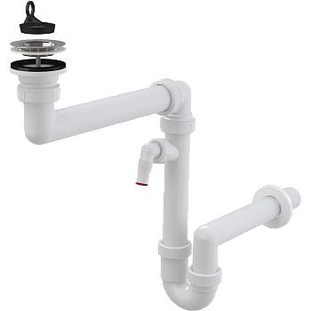 Сифон для мойки экономящий пространство со штуцером