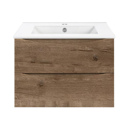 База под керамическую раковину Mia 600 подвесная, 2 выкатных ящика soft close, V.Oak