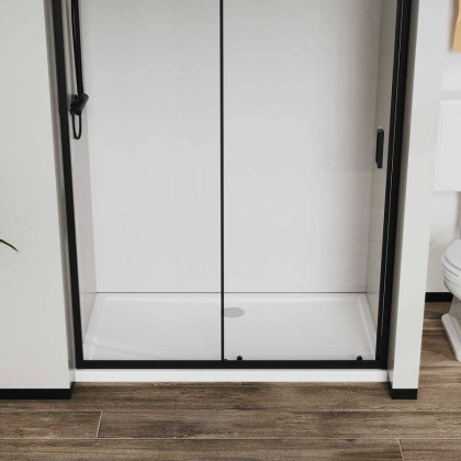 Душевая дверь City VDS-5CT110CLB, 1100, черный, стекло прозрачное