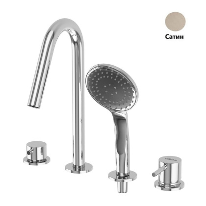 LEAF-BVDM4-L-ST Смеситель на борт ванны врезной, на 4 отверстия, исполнение Satinox