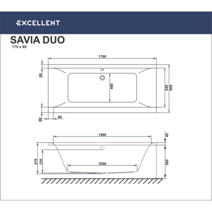 Ванна EXCELLENT Savia Duo 170x80 Ванна EXCELLENT Savia Duo 170x80