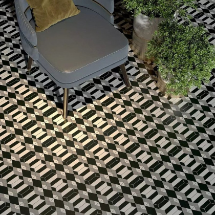 Декор 1 VT\A283\SG1010 Кальсада Черный/Белый/Серый (12см*10,4см*7мм) (45шт/0,561м2) Шестиугольник, шт