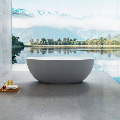 Ванна из искусственного камня Vincea VBT-6S01MG, 1700*750*550, серый/белый мат., слив-перелив  Ванна из искусственного камня Vincea VBT-6S01MG, 1700*750*550, серый/белый мат., слив-перелив