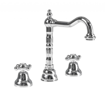 GOLF-BLS2-03/24 Смеситель для раковины на три отверстия с донным клапаном Исполнение: Золото 24 карат, Ручки: Золото 24 карат  GOLF-BLS2-03/24 Смеситель для раковины на три отверстия с донным клапаном Исполнение: Золото 24 карат, Ручки: Золото 24 карат