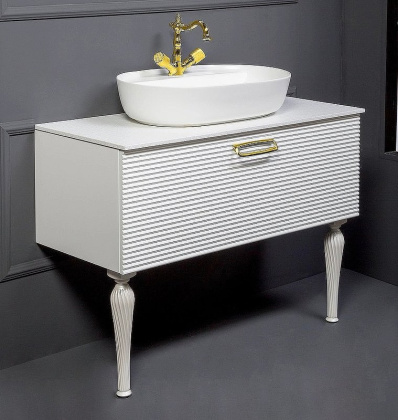 Тумба Linea 100 белая + Золото_Комплект 842-100-WG Boheme