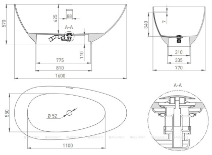 Ванна из искусственного камня PAOLA 160,101511SM Ванна из искусственного камня PAOLA 160,101511SM